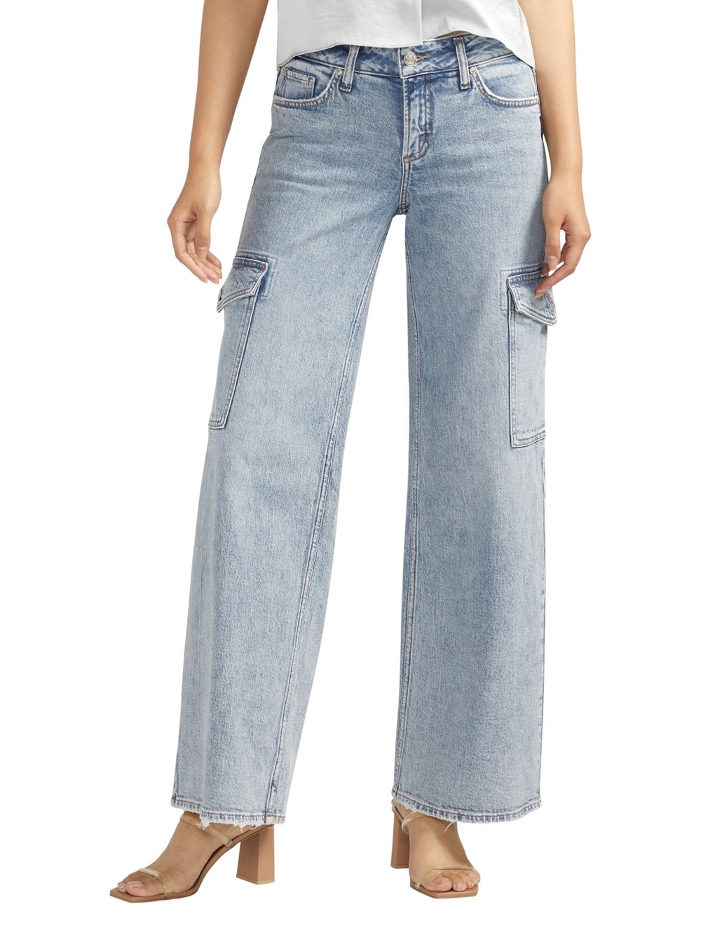 Silver Suki Wide-Leg Cargo Jeans | 33